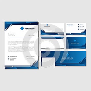 Blue corporate brand identity and bussines set template vector photo