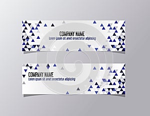 Blue corporate triangles identity template banner. Geometric company business banner vector.