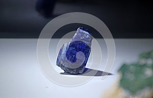 Blue corundum mineral form Tanzania. Corundum is  gem varieties, Ruby and Sapphire.