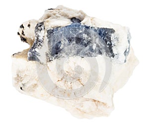 blue corundum sapphire in raw rock isolated