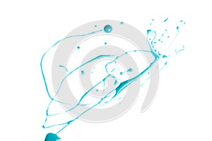 Blue cosmetic sample on white background.