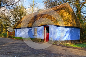 Blue cottage house in Bunratty Folk Park