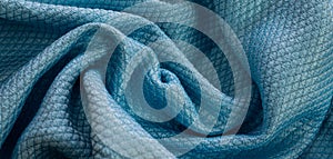 Blue cotton fabric with an interesting pattern