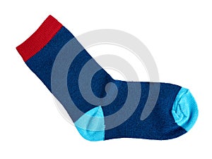 Blue cotton socks, kids foot clothing. Cute childs wear