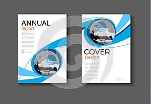 Blue cover Circle design modern book cover abstract Brochure