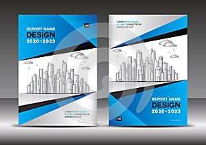 Blue Cover design template, Annual report vector illustration, book cover layout, booklet, poster, Business brochure flyer