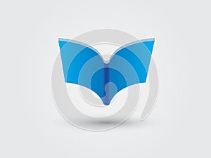 A blue cover open book logo for library in university vector illustration