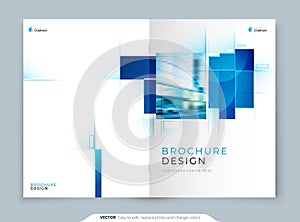 Blue Cover Template Layout Design. Corporate Business Horizontal Brochure, Annual Report, Catalog, Magazine, Flyer Cover