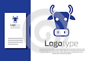 Blue Cow icon isolated on white background. Logo design template element. Vector