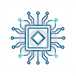 Blue CPU Microprocessor Circuit Icon
