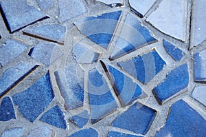 Blue Cracked Tiles In Grout photo