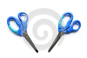 Blue craft scissors isolated