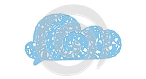 Blue Crayon Speech Cloud Bubble