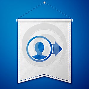 Blue Create account screen icon isolated on blue background. White pennant template. Vector