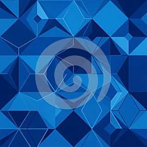 Blue create a dynamic pattern with shapes like triangles, squares,