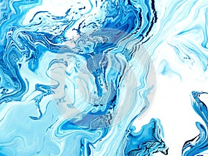 Blue creative abstract hand painted background, marble texture