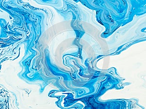 Blue creative abstract hand painted background, marble texture