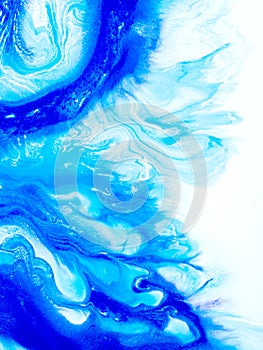 Blue creative painting, abstract hand painted background, marble texture