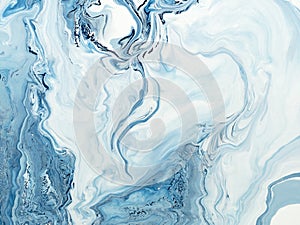 Blue creative painting, abstract hand painted background, marble texture