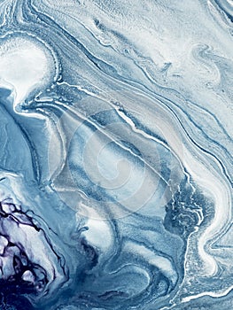 Blue creative painting, abstract hand painted background, marble texture