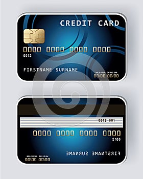 Blue credit card Banking concept