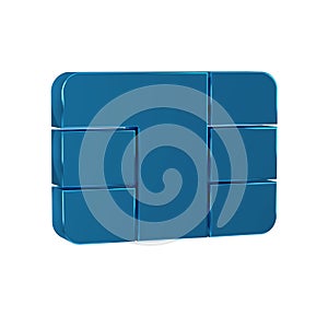 Blue Credit card with chip icon isolated on transparent background. Contactless payment.