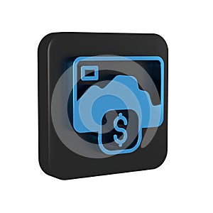 Blue Credit card icon isolated on transparent background. Online payment. Cash withdrawal. Financial operations