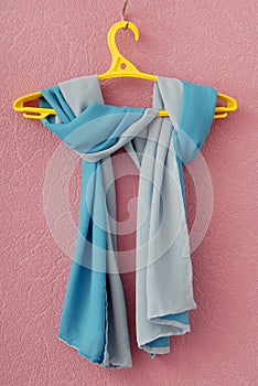 Blue crepe de Chine scarf