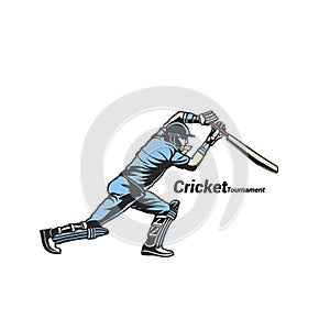 Blue cricket bats man vector illustration.