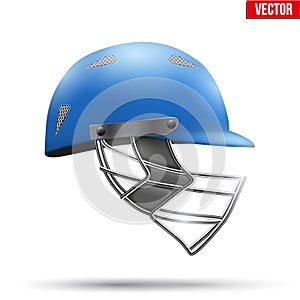 Blue Cricket Helmet Side View