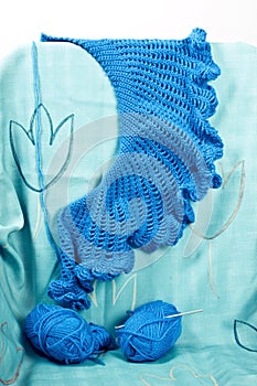 Blue crochet shawl