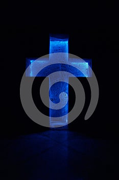 Blue cross in a catedral photo