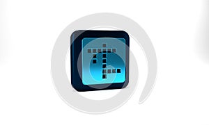 Blue Crossword icon isolated on grey background. Blue square button. 3d illustration 3D render