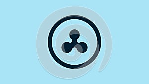 Blue Cryptocurrency coin Ripple XRP icon isolated on blue background. Altcoin symbol. Blockchain based secure crypto