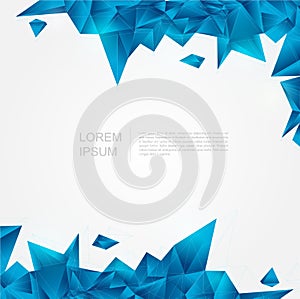 Blue crystal background in polygon and abstract style