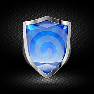 Blue crystal shield in chrome