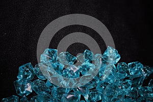 Blue crystals on a black background