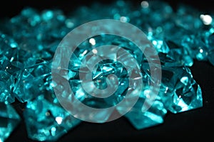 Blue crystals on a black background
