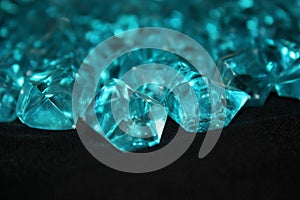 Blue crystals on a black background