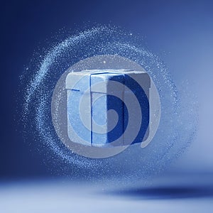 Blue Cube with Sparkles