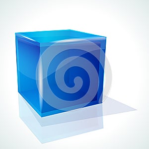 Blue cube on white background.