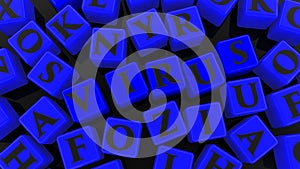 Blue cubes with virus concept