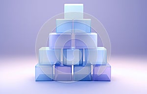 Blue cubes on white background, 3d render. Computer digital drawing