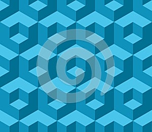 Blue cubic geometric seamless pattern