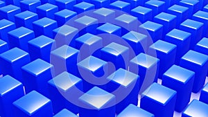 Blue cuboid geometric background, perspective pattern wallpaper 3d illustration photo