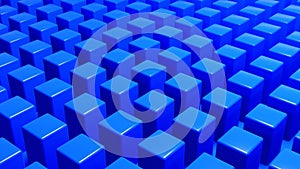 Blue cuboid geometric background, perspective pattern wallpaper 3d illustration photo