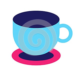 Blue cup geometric illustration isolated on background