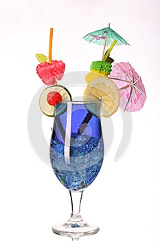 Blue curacao fresh Coctail isolated on white