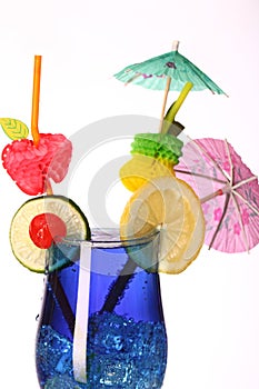 Blue curacao fresh Coctail isolated on white