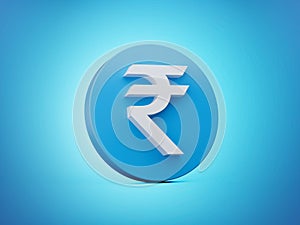 Blue Currency icon symbols sign Indian Rupee INR 3d illustration Blue background photo
